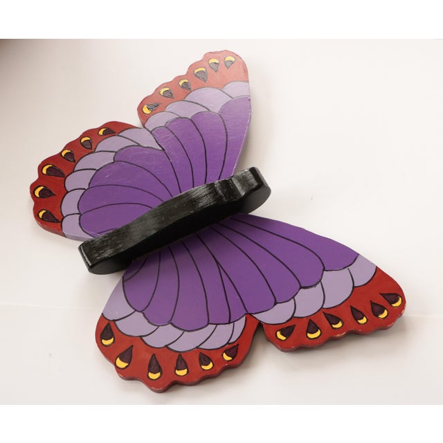 Late 20th Century Folk Art Wooden Butterflies Set of 3 Chairish