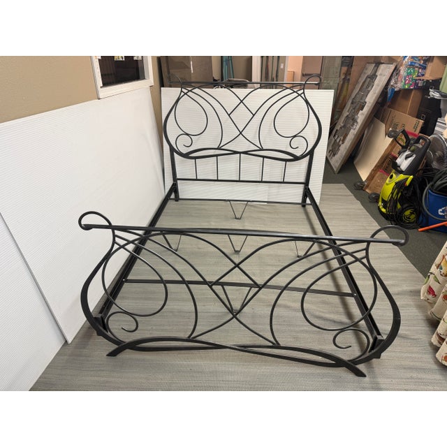 Silver Queen Size Wesley Allen Melody Bed Frame For Sale - Image 8 of 12