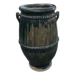 Moroccan Green Glazed Pottery Planter / Garden Urn For Sale