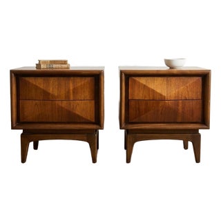 Mid Century Modern Diamond Front Nightstands For Sale