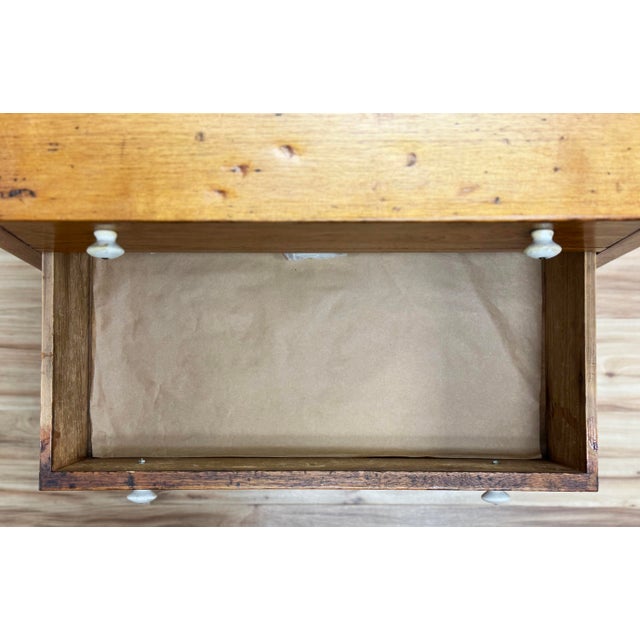 Antique Pine Three Drawer Chest With Porcelain Knobs For Sale - Image 13 of 16