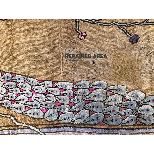 1920s 1920s The Most Unusual Antique 6'x9' Folk Art/Art Deco American Hooked Rug For Sale - Image 5 of 10