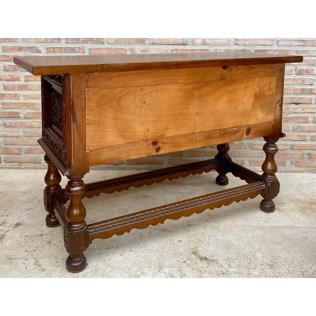 Spanish Carved Wood Sideboard With Floral Decoration, Mid-20th Century For Sale - Image 18 of 18