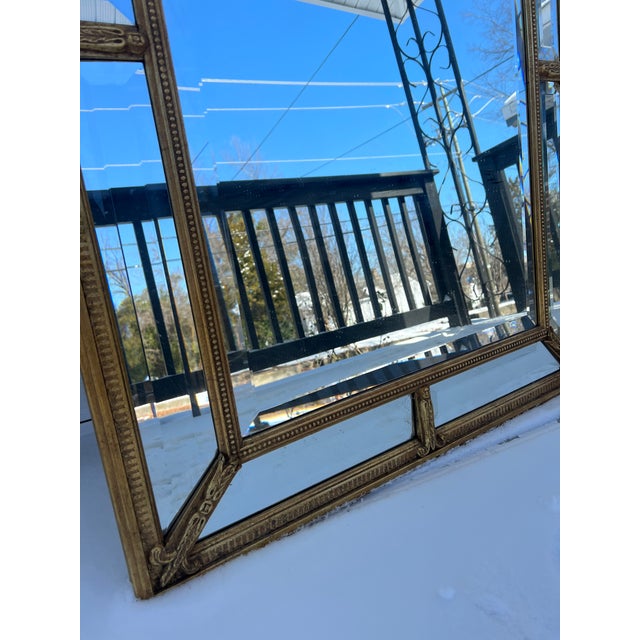 Gold Vintage French Baroque Style Gold Mirror With Floral and Sunburst Details For Sale - Image 8 of 11