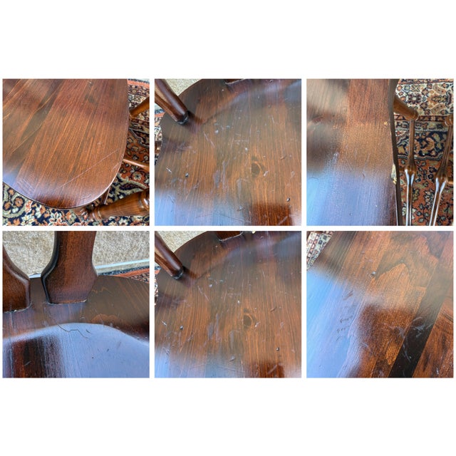 1980s Ethan Allen Old Tavern Antiqued Pine Rustic Traditional Country Chairs - Game Table / Dining Chairs - Set of 4 For Sale - Image 10 of 10