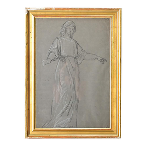 French Vintage Framed Charcoal Figure Study