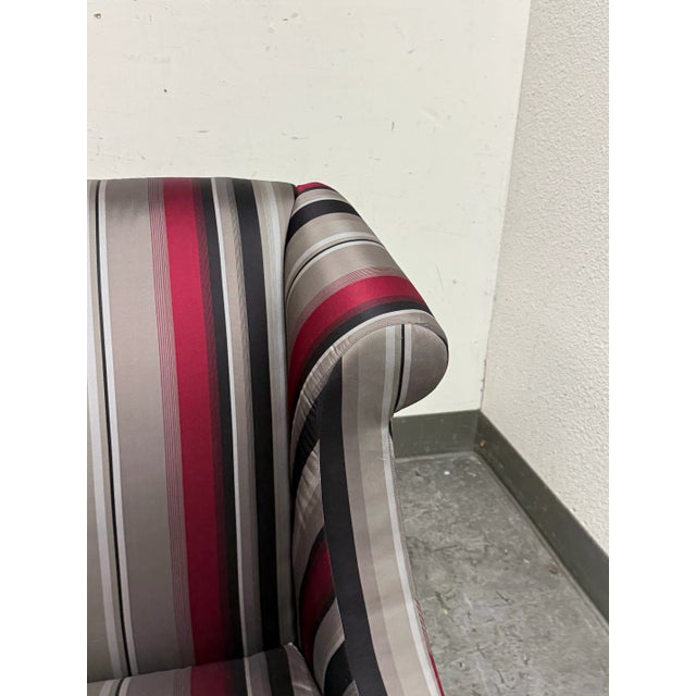 Baker Furniture Rolled Arm Wing Chair + Ottoman, Set For Sale - Image 9 of 12