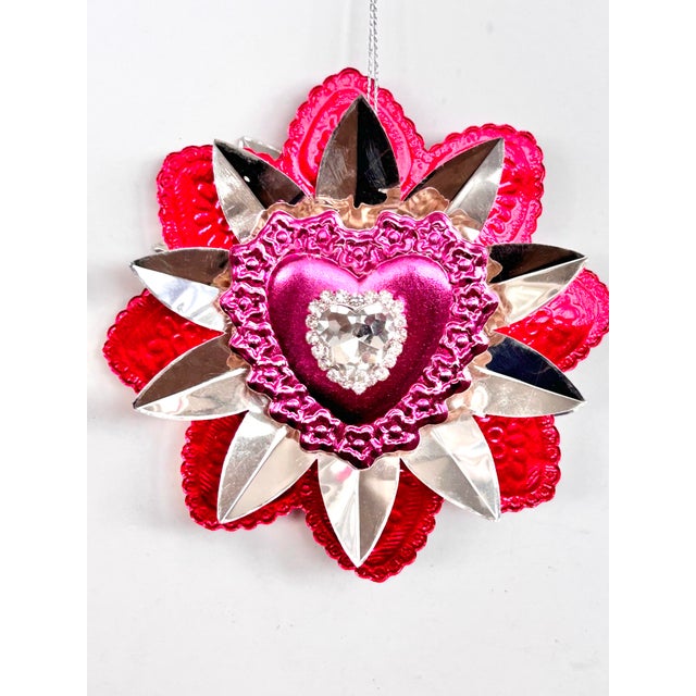 2020s Valentine Ornament With Antique Dresdens & Vintage Light Reflectors V10 For Sale - Image 5 of 5