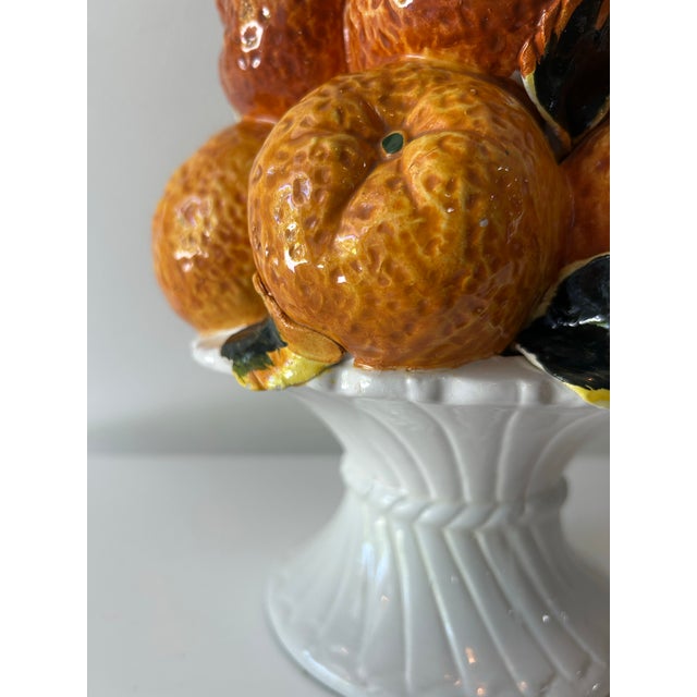 Ceramic Vintage Mid Century Italian Majolica Orange Topiary Centerpiece For Sale - Image 7 of 12