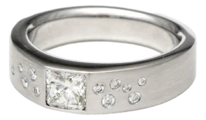 Platinum Diamond(0.70) Satin Finish Band Ring, size 6