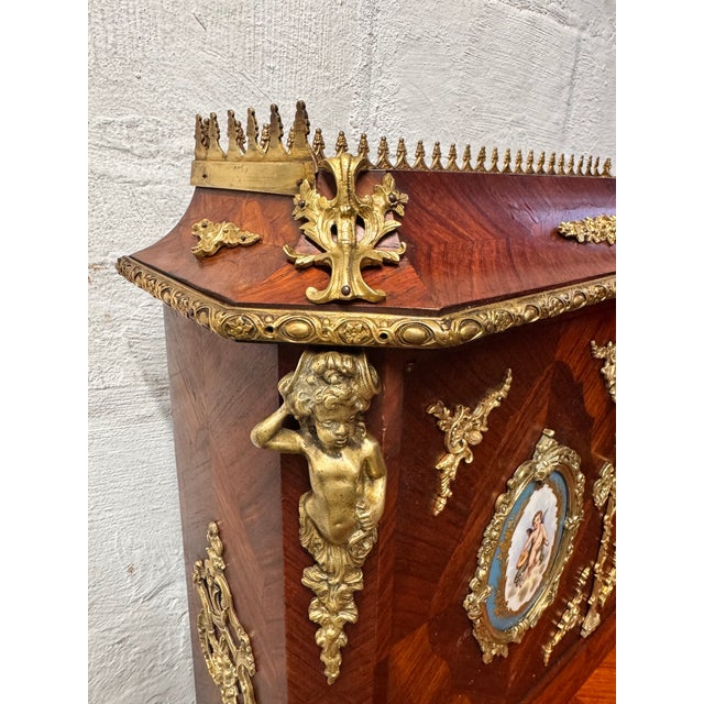 Antique French Louis XV Style Inlaid King Wood Ladies Writing Desk For Sale - Image 14 of 18