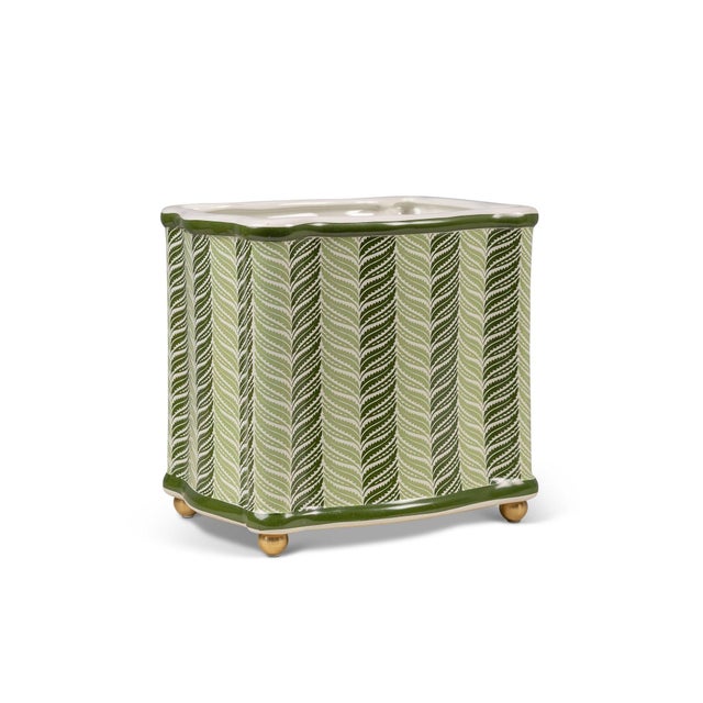 Port 68 Winterthur for Port 68 Acanthus Stripe Green Planter For Sale - Image 4 of 6