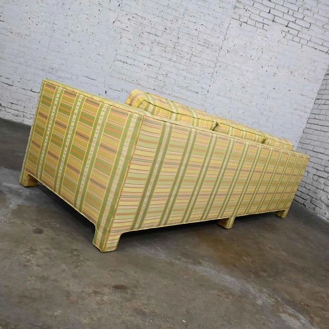 Vintage MCM to Modern Yellow & Chartreuse Plaid Tuxedo Sofa by Henredon For Sale - Image 9 of 12