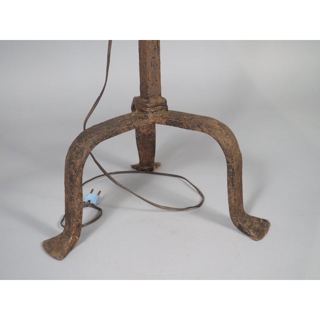 French A French Wrought Iron Floor Candelabra With Candle Snuffer, Late 19th Century For Sale - Image 3 of 16