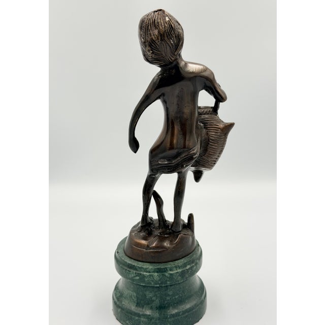 Early 20th Century Early 20th Century Replica Auguste Moreau Bronze the Water Bearer Sculpture on Marble Base For Sale - Image 5 of 7