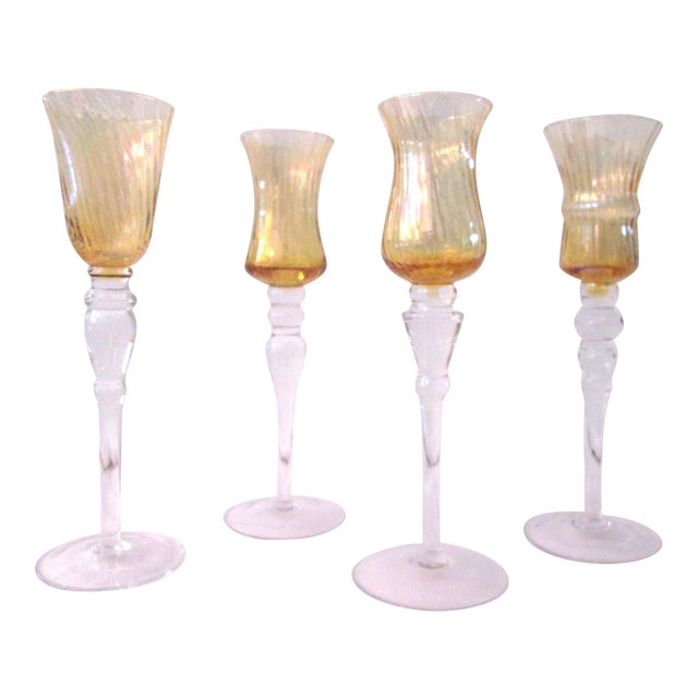 Long Stemmed Gold Flash Cordial Glasses Set of 4 Chairish