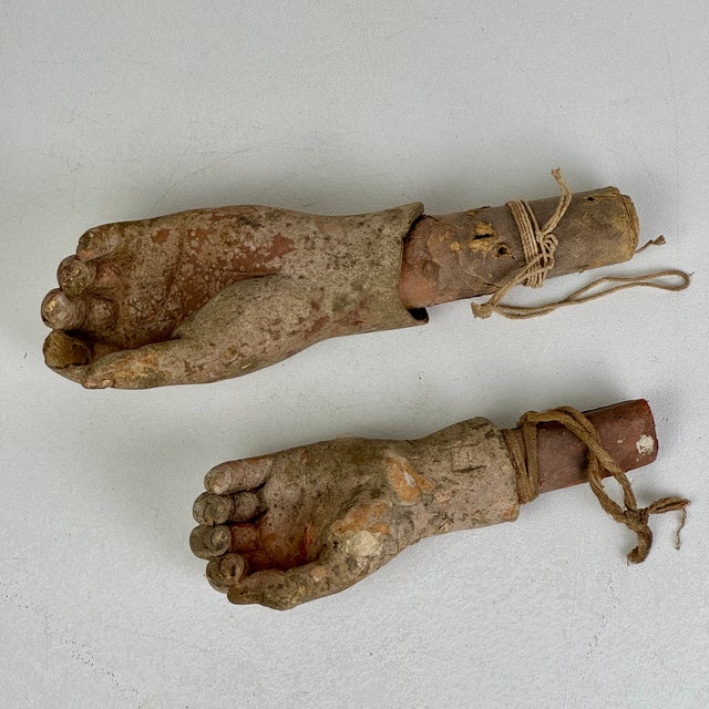 Salvaged Pair 0f Coney Island Wax Museum Lifecast Wax Hands With Paper Support For Sale - Image 4 of 11
