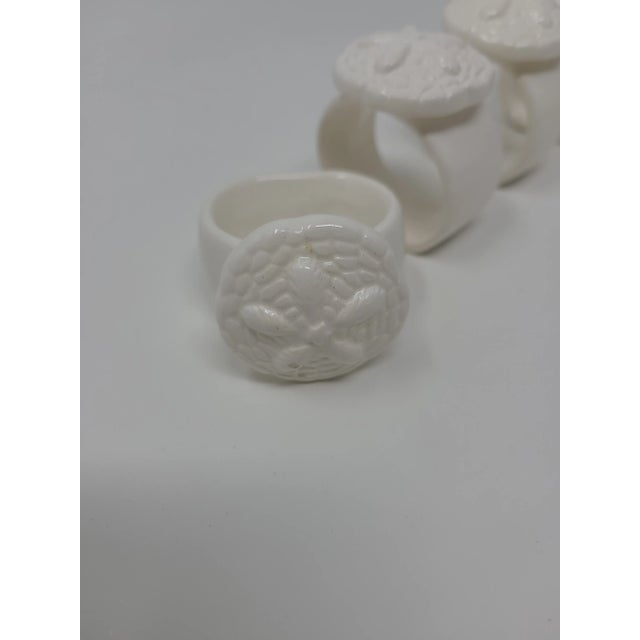 Sand Dollar White Ceramic Napkin Rings Set of 5 Chairish