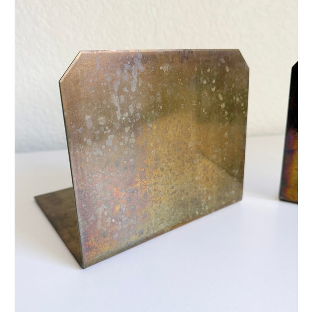 1960s Scandinavian Bent Brass Bookends - A Pair For Sale - Image 4 of 7