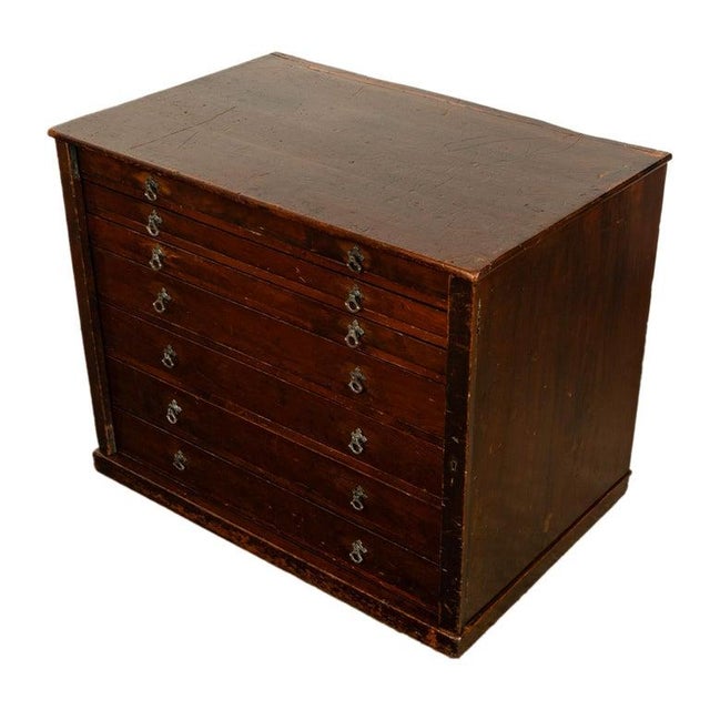 Brown Antique Georgian Drawing Print Architect's Plan File 7 Drawer Chest Cabinet 1820 For Sale - Image 8 of 12