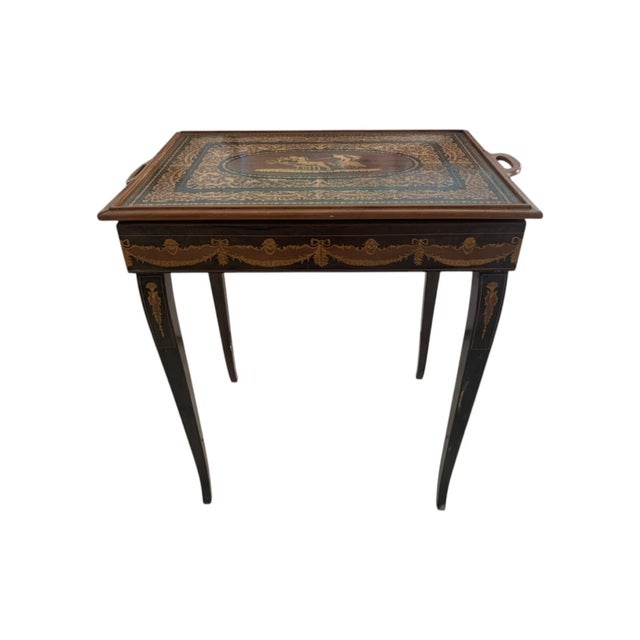 1940's Hand Colored French Roulette Game Table with Brown Bakelite Roulette Wheel. It comes with a double-sided removable...