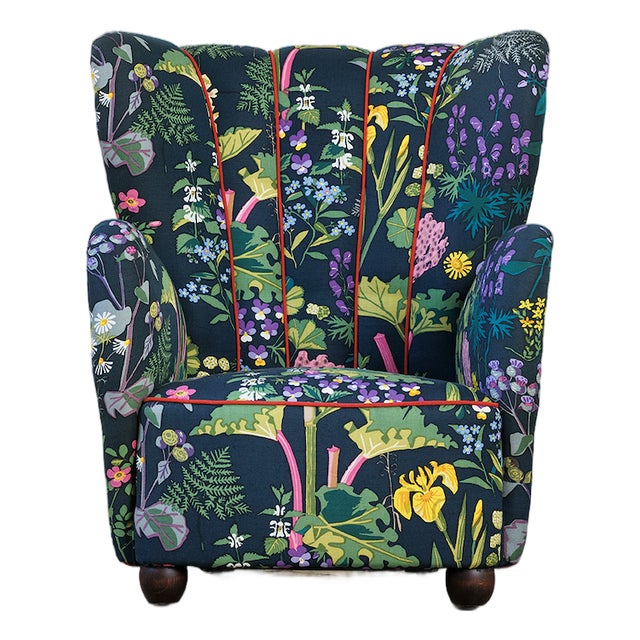 No. 915 Chair in Printed Upholstery by Gocken Jobs, 1940s For Sale