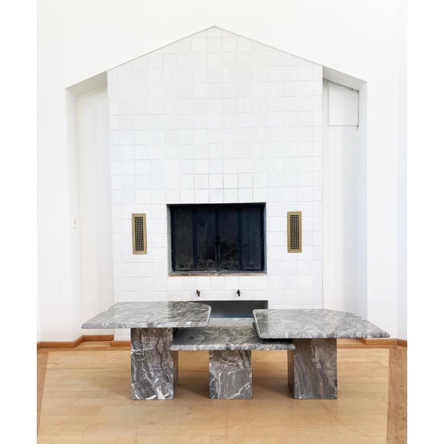 Postmodern Italian Vintage Grey and Cream Marble Nesting Tables-- Set of 3 For Sale - Image 13 of 14