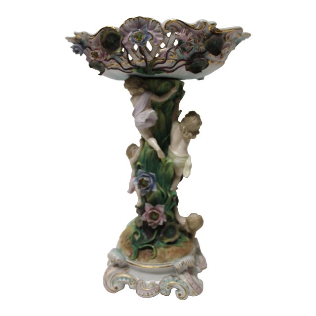 19th Century German Porcelain Figural Centerpiece / Compote For Sale