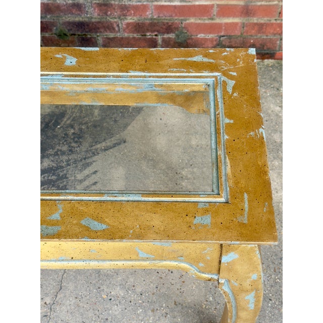Newly Painted French Blue & Hand-Gilt Console by Turtle and Crane - Hollywood Regency Sty For Sale - Image 14 of 18