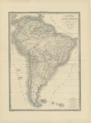 Antique Map of South America by Lapie, 1842