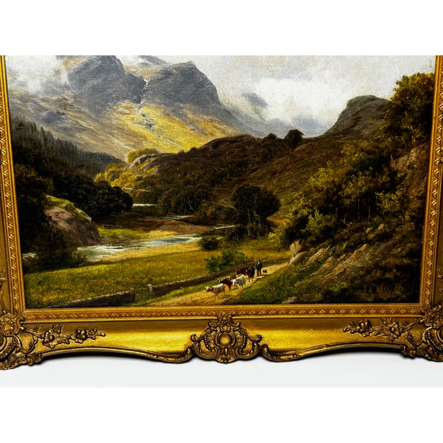 Victorian Oil Painting Afternoon in Borrowdale Landscape Lake District by Stephen Enoch Hogley For Sale - Image 10 of 12