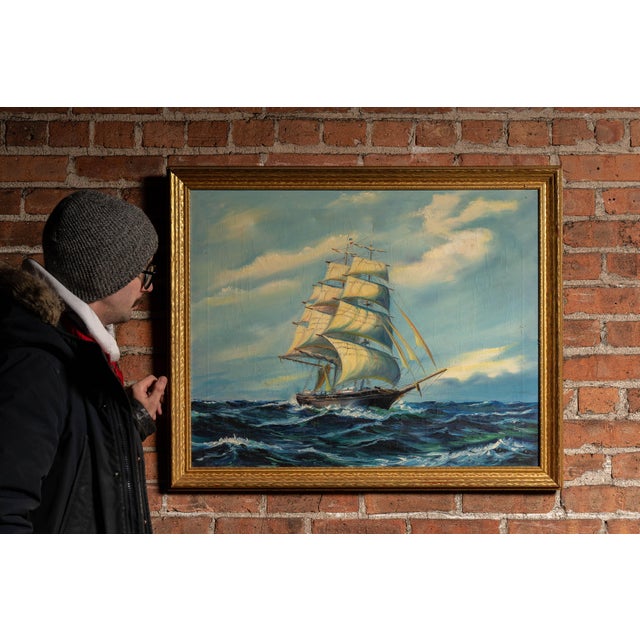 Artist: Unknown (unsigned) Date: Late 19th-early 20th century Medium: Oil on canvas Style/Movement: Romantic / Maritime...