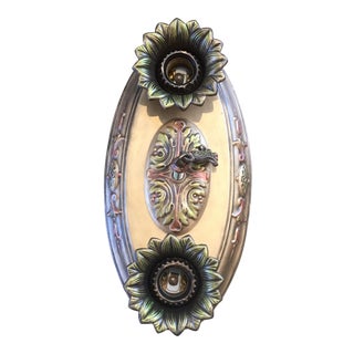 Art Deco Polychrome Flush Mount Light Fixture For Sale