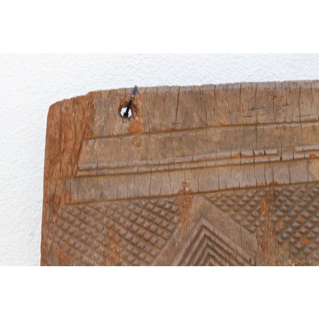 Ancient Diamond Motif Dogon Door on Stand For Sale - Image 4 of 9