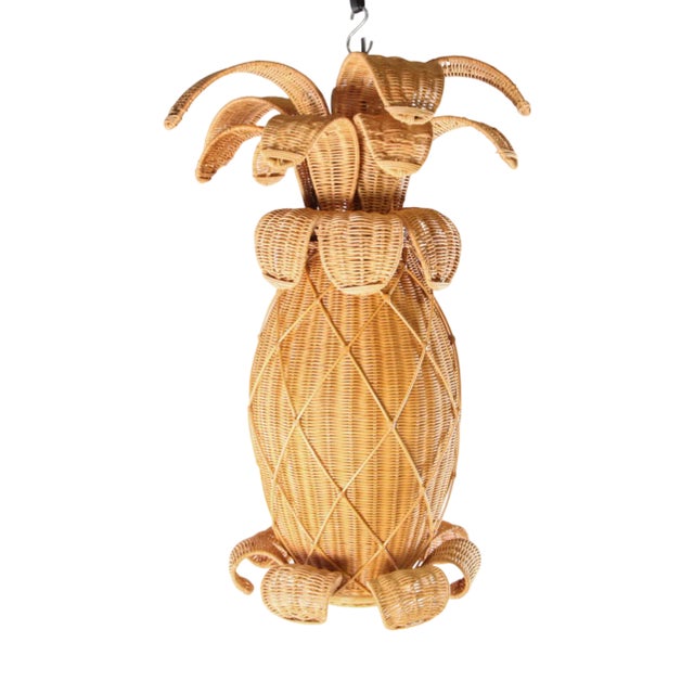 Wicker Pineapple Pendant Light For Sale