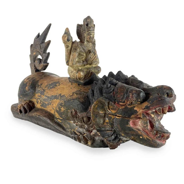 Southeast Asian Artist, Sculpture of Fantastic Animal with Deity, 1800s, Wood For Sale - Image 10 of 10