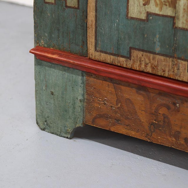 Rustic Rustic Farmhouse Folk Art Painted Bridal Cabinet 18th Century For Sale - Image 3 of 15