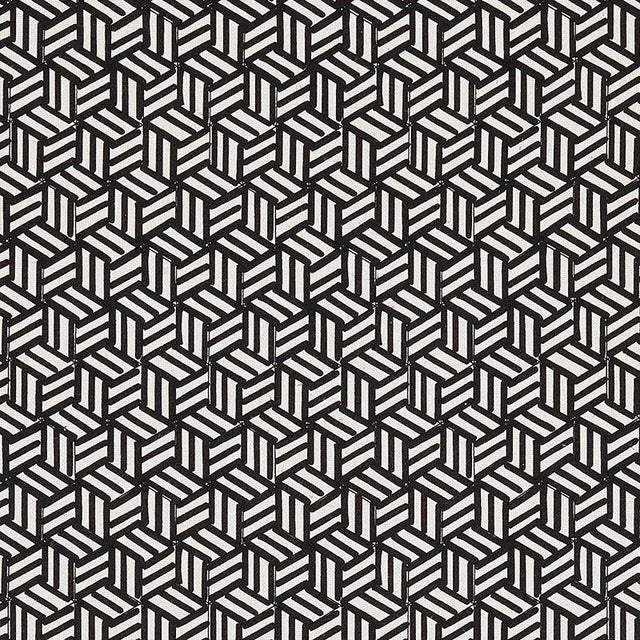 Sample- Schumacher X Miles Redd Tumbling Blocks Fabric in Black For Sale