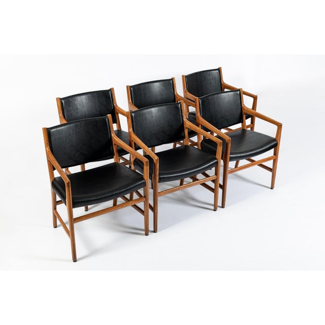 Johannes Hansen Hans J. Wegner Jh507 Oak Dining Armchairs for Johannes Hansen (Attr.), Set of 6, Denmark, Circa 1965 For Sale - Image 4 of 18