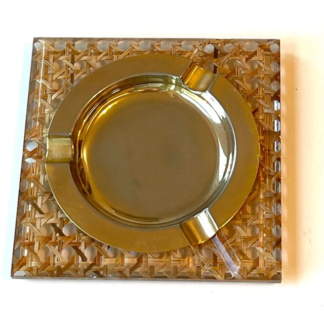 Crespi Style Vienna Straw Caning Lucite Vide Poche For Sale - Image 12 of 12