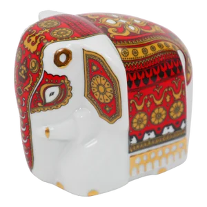 Asian Gilded Porcelain Elephant Ornament Paperweight Sri Lanka