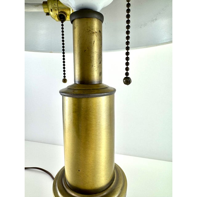 Metal Vintage Traditional Brass Library Table Lamp With Pierced Gallery Shade For Sale - Image 7 of 10