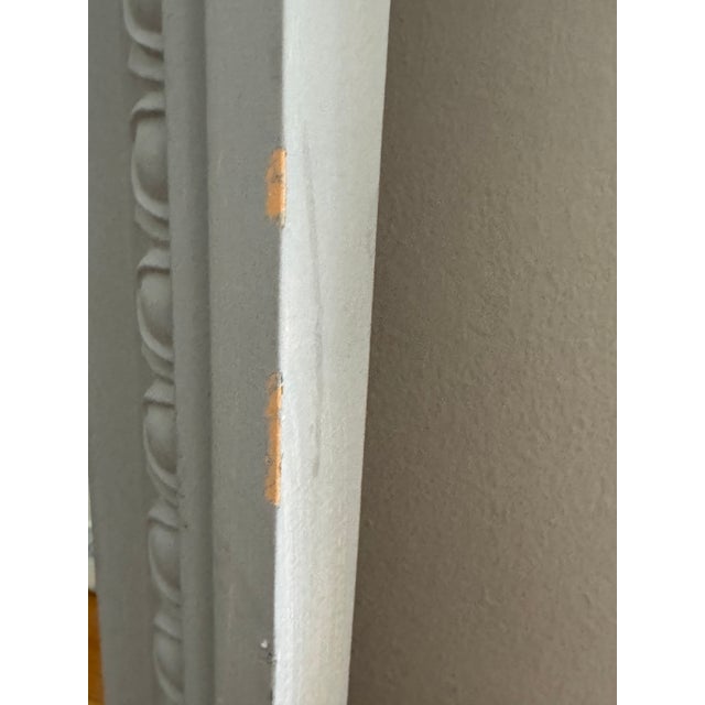 French Inspired Carved Frame Full Length Gray Floor Mirror With Arched Mirror For Sale - Image 10 of 12