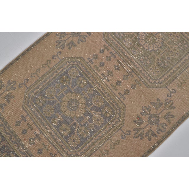 Tan Vintage Anatolian Wool Hallway Carpet For Sale - Image 8 of 9