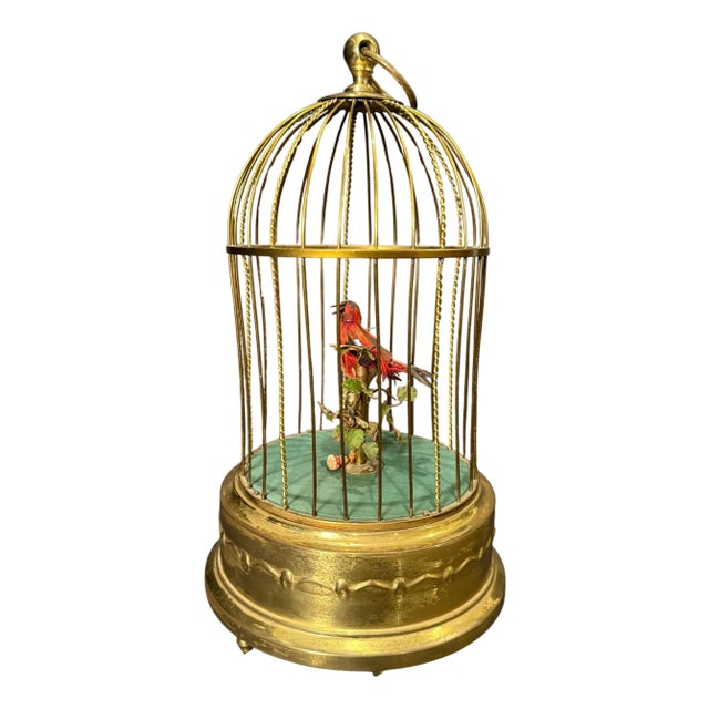 Early 20th Century Vintage Karl Griesbaum Automatronic Singing Bird Cage, Made in Germany For Sale