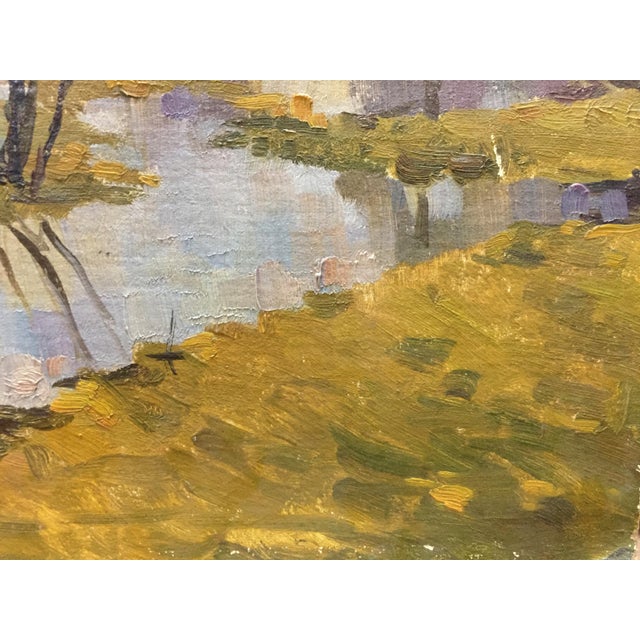 Orange 1970s Oil Painting Swamps For Sale - Image 8 of 12