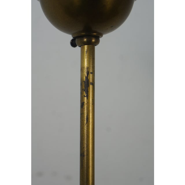 Antique Victorian Brass Milk Glass Stick Pendant Ceiling Light 35" For Sale - Image 12 of 13