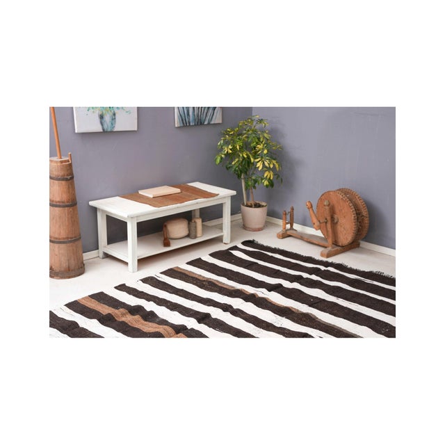 Black White Hemp Kilim Rug - 6`3" X 8`6" For Sale - Image 4 of 6