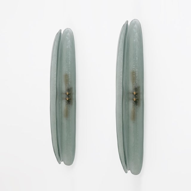 Mid-Century Modern Aqua Green Murano Glass Sconces, 2000, Set of 2 For Sale - Image 4 of 10