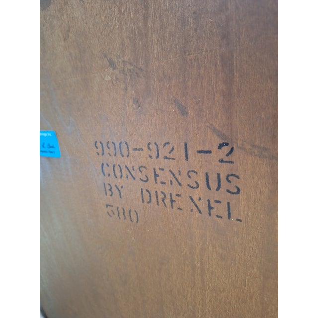 1970s Drexel Heritage Consensus Pecan Illuminated Bar Cabinet For Sale - Image 11 of 12